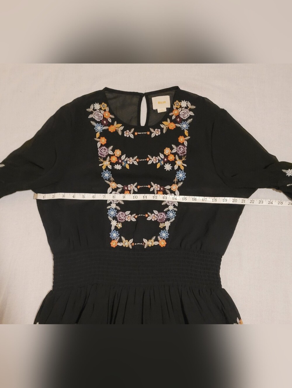 Anthropologie Maeve Anfisa Embroidered Bell Sleeve Dress Size 14 - Picture 13 of 15